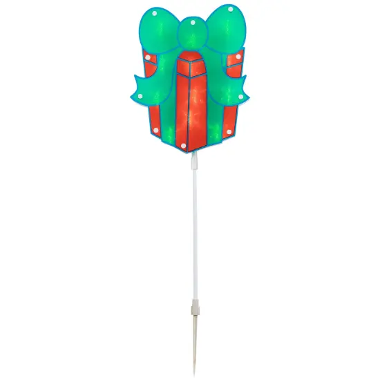 Northlight Lighted Holographic Gift Box Outdoor Christmas Pathway Markers - 24.5" - Set of 3 Red {5}