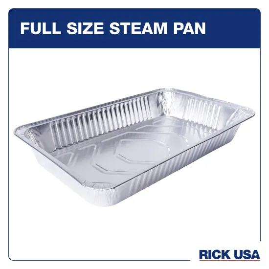 RICK USA: Full Size Steam Pan - 10 Pack - 19.5x11.6" Disposable Aluminum Foil, Baking-Cooking, Durable, Grill-Oven-Freezer-Dishwasher Safe, Recyclable {3}