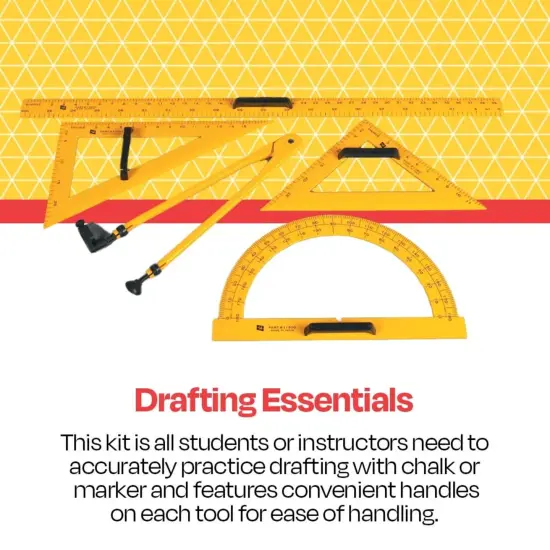 School Smart Drafting Tools Kit, Yellow, Set of 5 {6}
