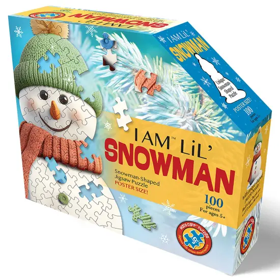 Madd Capp: I Am Lil' Snowman - 100 Piece Puzzle - Kids Winter Character-Shaped Jigsaw, 23x33" Size, Poster Reference, Educational Fun Fact Booklet {4}