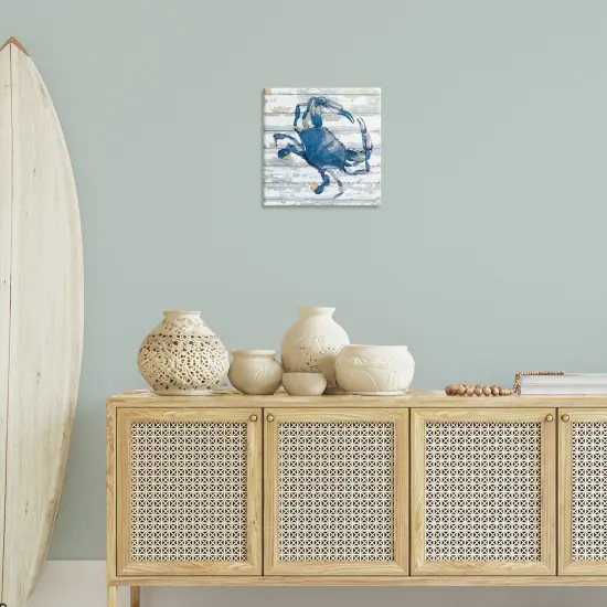 Stupell Industries Blue Crab on Distressed Canvas Wall Art Design by Jessie Perry {8}