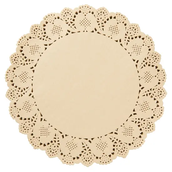 250 Pack Round Paper Placemats for Cakes, Desserts, Light Brown Doilies for Food, Formal Events (12 In) {6}