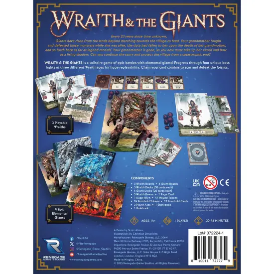 Renegade Games: Wraith & The Giants - A Solo Hero Series Game - A Solitaire Game Of Epic Battles With Elemental Giants, Ages 14+, 1 Player, 30-45 Mins {3}