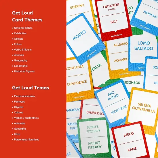 Tragos: Get Loud - The Bilingual Guessing Word Game, Celebrates Latino Culture, Act Out & Describe, Party Game, Family-Kids-Adults Age 8+, 2+ Players {3}