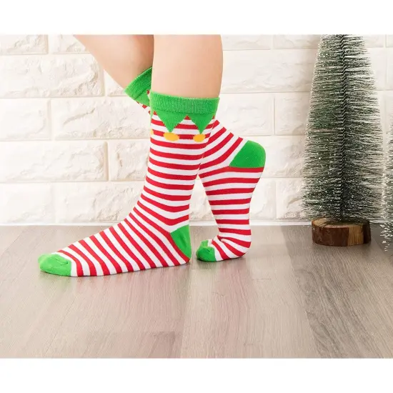 2 Pairs Christmas Socks for Men and Women, Fun Gift Set, Xmas Holiday Party Novelty Gifts, Unisex, One Size (Cute Elf) Multicolor {3}