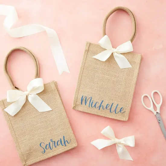 12 Pack of Natural Burlap Tote Bags with Handles 8 x 10 x 4 Inches for Groceries, Shopping, Beach, DIY Crafts, Art Projects, Bachelorette Party, Reusable Bulk Set Brown {3}