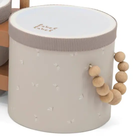 Label Label: Wooden Bongos - Tan - Musical Instrument Toy, 2 Dragonfly-Shaped Drum Sticks, Carry Handles, Develops Creativity, Toddler & Kids Ages 2+ {5}