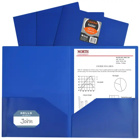 C-Line Poly 2-Pocket Portfolio Folder, Letter Size, Blue, Pack of 25 {3}