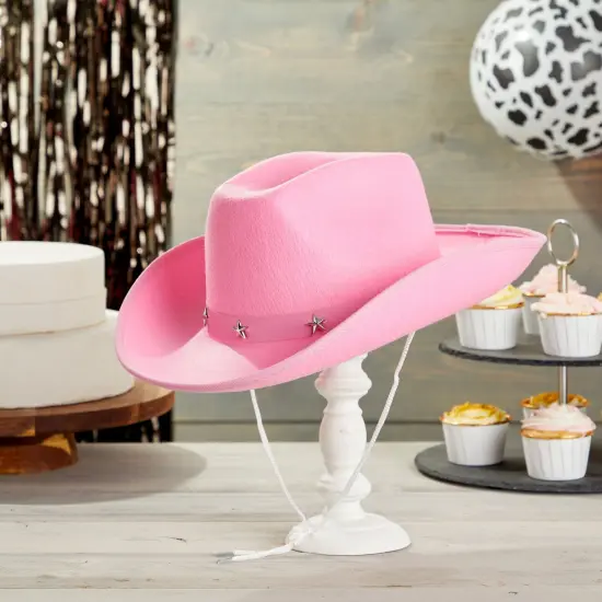 Felt Pink Cowgirl Hat for Women and Men, Costume Accessories (14.8 x 10.6 x 5.9 Inches) {2}