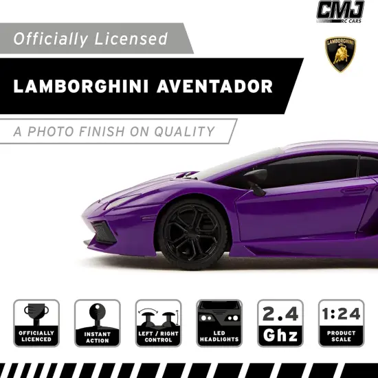 CMJ RC Cars: Lamborghini LP700-4 - Purple - 1:24 Scale, Remote Control Radio Vehicle, 2.4 Ghz, LED Headlights, Indoor-Outdoor Racing Toy, Licensed {4}