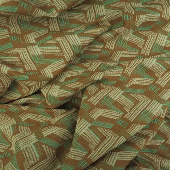 1 Yard Double Knit Jacquard Geo Fabric Stretch Polyester Spandex 58/60 Inches Wide BROWN/LAVENDER {3}