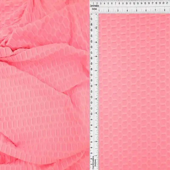 1 Yard Honeycomb Knit Solid Stretch Jacquard Fabric 58/60 Inch Wide ORANGE NEW {6}