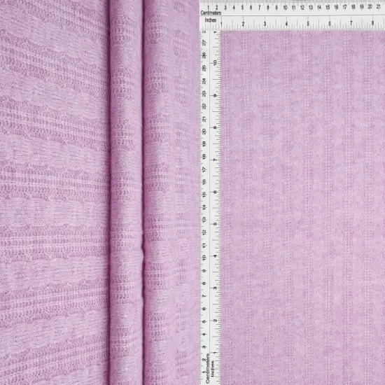 1 Yard Knit Jacquard Cable Sweater Fabric, 270 GSM Polyester Spandex Blend 58/60" Width MAUVE DUSTY-R {3}