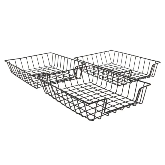 Wire Desk Tray Organizers for Letter-Size Paper, Black Baskets for Classroom, Versatile Storage Solution (3 Pack) {1}