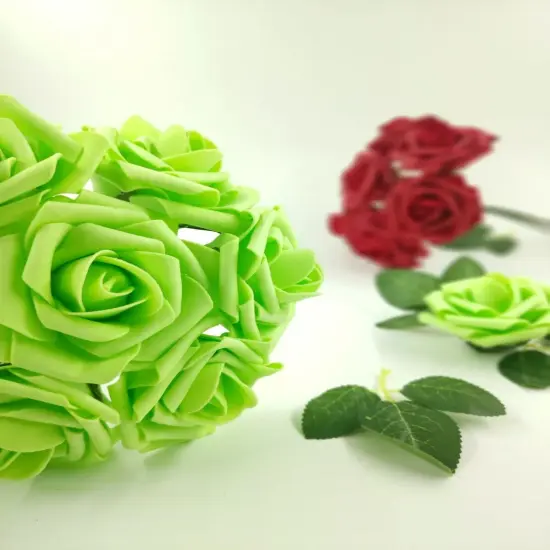 25pcs Artificial Flowers Real Looking Foam Roses Decoration DIY Green {2}