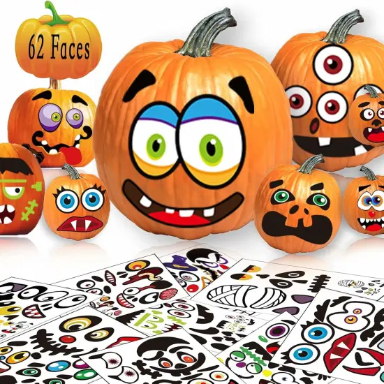 62Pcs Halloween Pumpkin Decorating Stickers {1}
