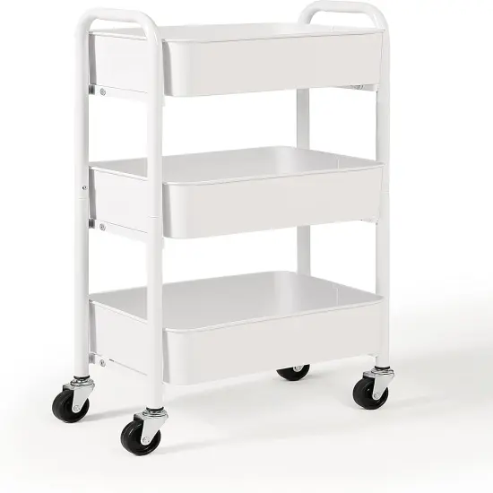 3-Tier Delicate Compact Rolling Metal Storage Organizer (15.35" X 10.24" X 26.8"H) {2}