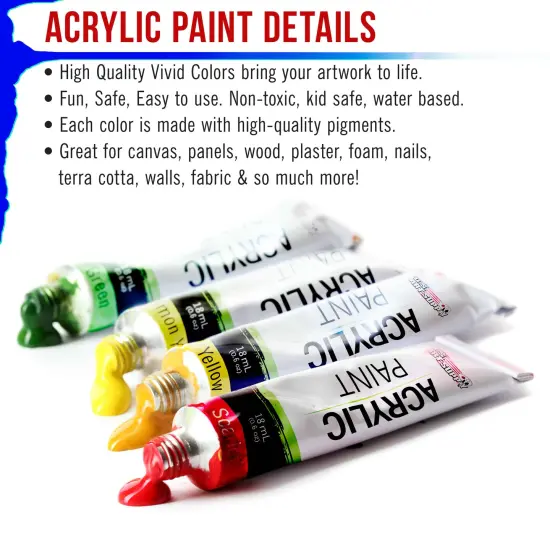 Professional 36 Color Set of Acrylic Paint in Large 18ml Tubes - Rich Vivid Colors for Artists, Students, Beginners - Canvas Portrait Paintings {6}