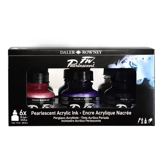 Daler-Rowney FW Acrylic Ink Set 6/Pkg-Pearlescent {1}