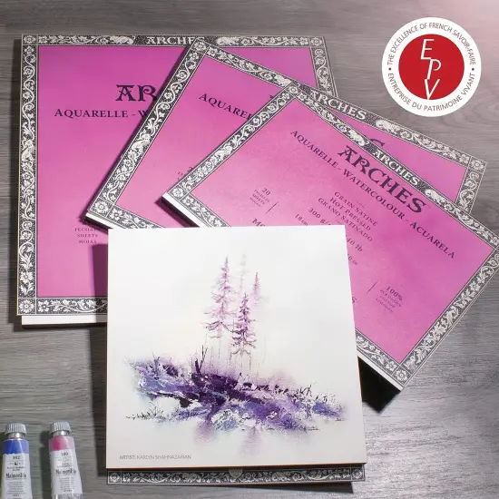 Arches Aquarelle Hot Pressed Watercolor Block 12"X16"- 140lb, 20 Sheets {7}