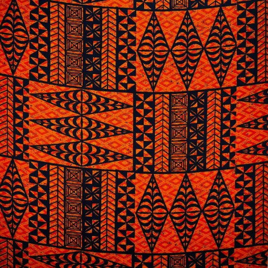 1 Yard Traditional Tongan Geometric Design Cotton Fabric 30in L x 45in W Yellow {5}