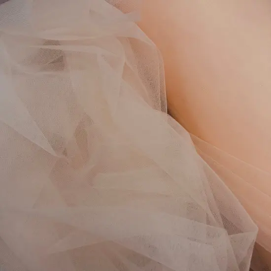 1 Yard 2-Way Stretch Nylon Net Mesh Fabric, 60" Width Lightweight Sheer Mesh for Gowns, Dancewear & Costumes Peach {1}