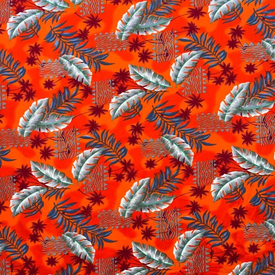 1 Yard Split Leaf Hammock Fern Fabric 100% Cotton, 36" lx45" W Red {3}