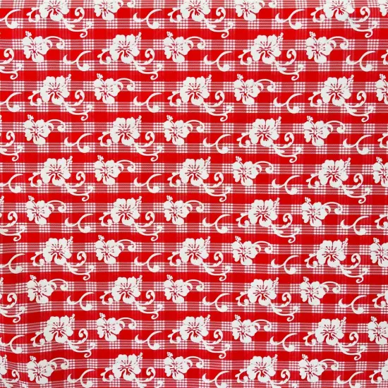 1 Yard Hibiscus Palaka Cotton Fabric , 45" Wide Red {1}
