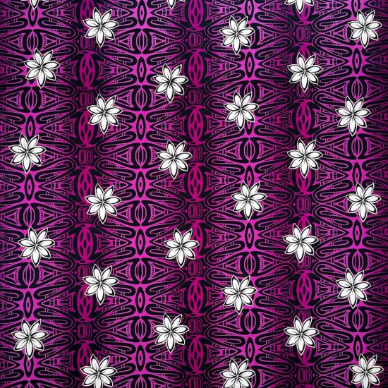 1 Yard Tiare Polynesian Geometric Cotton Fabric 36in L x 45in W Purple {1}