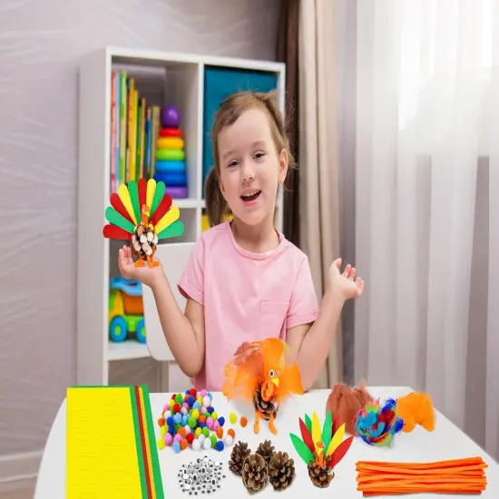 20 Sets Thanksgiving Turkey Craft Kit for Kids - Fall Pinecones {3}
