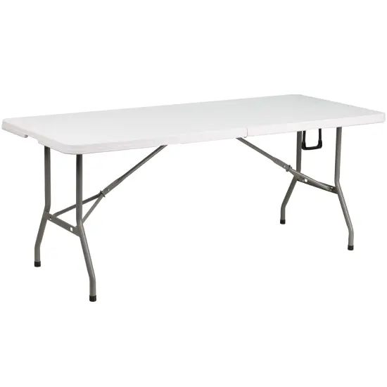 Emma and Oliver 6-Foot Bi-Fold Plastic Banquet and Event Folding Table with Handle Brown {8}