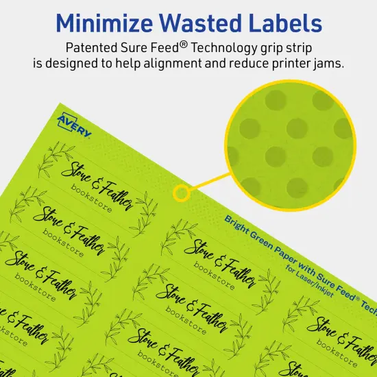 Avery Bright Green Paper Labels, 0.75" x 2.25" Rectangle {4}