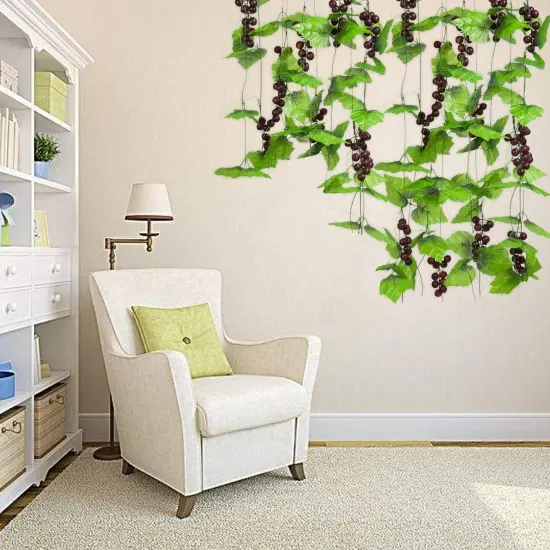 8FT 5pcs Artificial Greenery Chain Grapes Fake Vines Leaves Foliage Simulation {3}