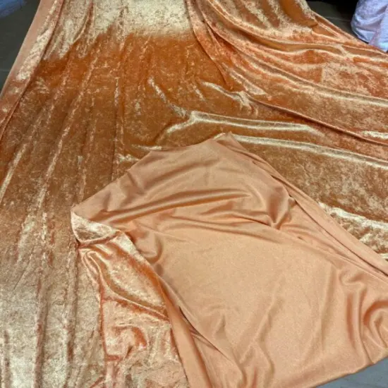 1 Yard Stretch Panne Velvet Velour Fabric for Loungewear & Dance 58/60" Width Orange {1}
