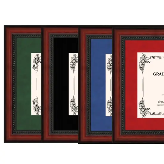 Mahogany 11x14 Diploma Frame for 8.5x11 Certificate University College High School Blue {6}