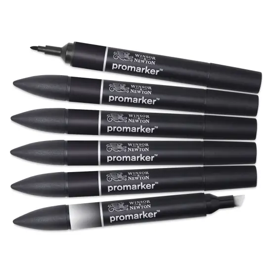 Winsor & Newton Promarkers - Set of 6, Black and Blender {1}