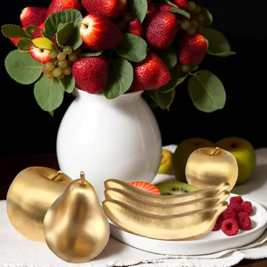 6Pcs Lifelike Fake Fruits - Golden {4}
