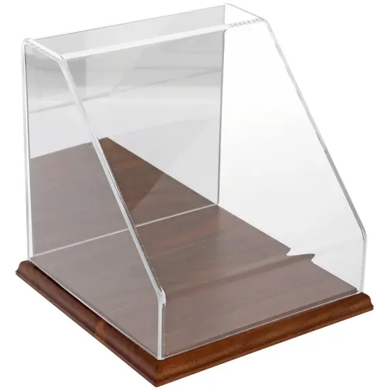 Plymor Clear Acrylic Slanted Front Display Case, 8" x 8" x 8" Hardwood (Mirrored) {1}