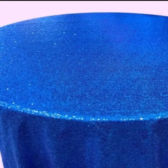 1 Yard Glitz Sequin Tablecloth Round 120 Inch Sparkling Polyester Linen for Weddings and Events Royal {1}