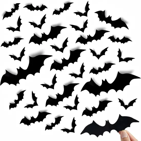 120 Pcs 3D Bats Halloween Decorations,Halloween Wall Decor 4 Sizes {1}