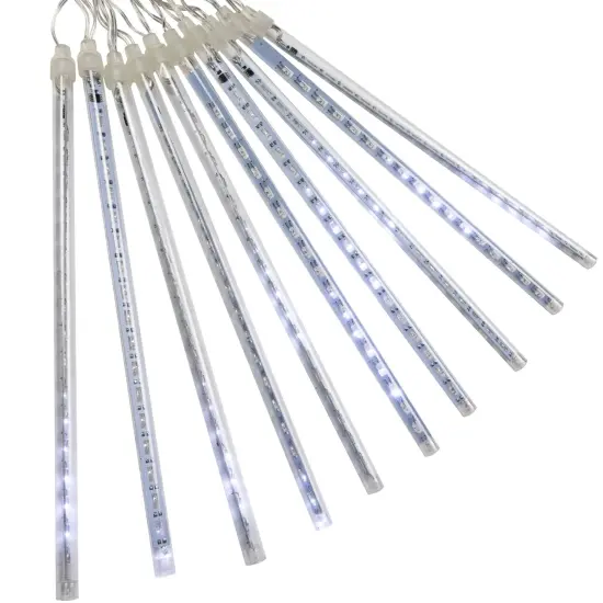 Northlight LED Dripping Icicle Christmas Light Tubes - Polar White - 15' Clear Wire - 10ct {7}