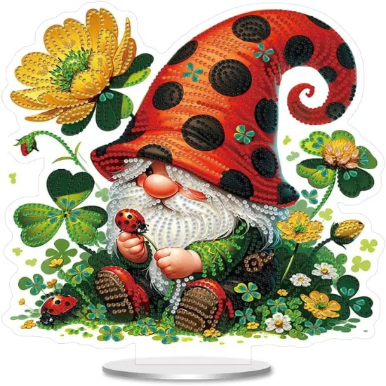 Cute Gnome with Flower Diamond Painting Desktop Ornament Kit {1}