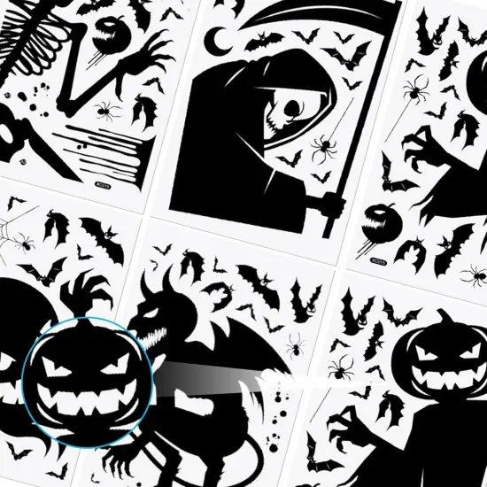 81 PCS Halloween Decorations Window Clings Decor {2}