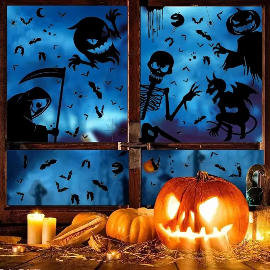 81 PCS Halloween Decorations Window Clings Decor {4}