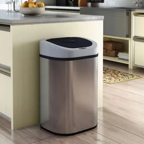 Stainless Steel 21-Gallon Motion Sensor Trash Can with Removable Liner and Lid {5}