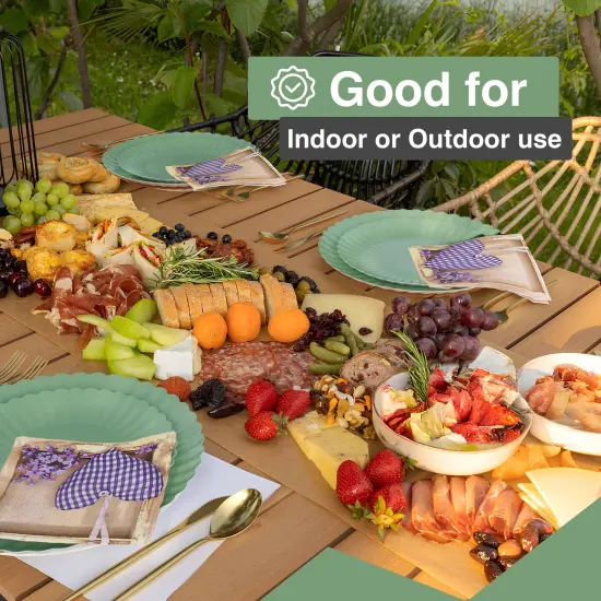 Earthtrends Scalloped Paper Plates 8.5 Inch & 10.5 Inch Dinner Plate Set &ndash; Fancy Disposable Plates for Party, Wedding, Birthday, Baby Shower &ndash; Large & Small Paper Plate Set for Parties, Events, Catering &ndash; ElegantFloral Design Matcha 80 {4}