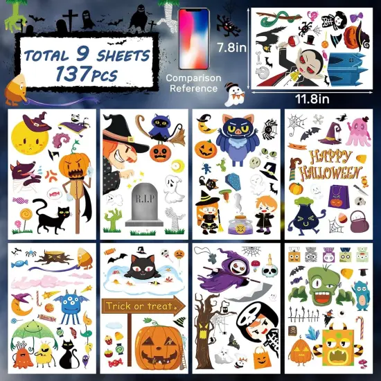9 Sheets Halloween Window Clings (137Pcs) {2}