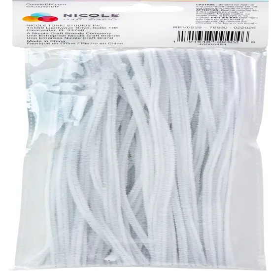CousinDIY Chenille Stems 3mmx12" 100/Pkg-White {3}