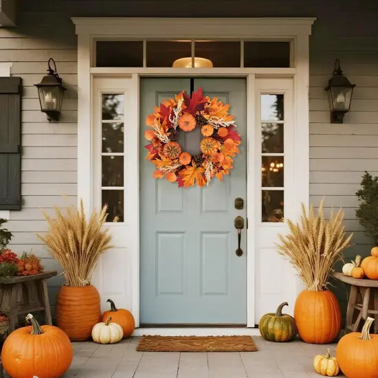 Fall Wreath 19 Inch Autumn Front Door {2}