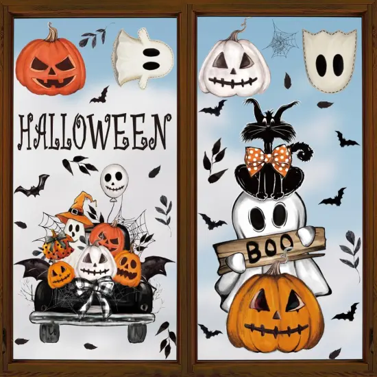 50 PCS Halloween Window Clings - Jack-O-Lantern Pumpkin {1}